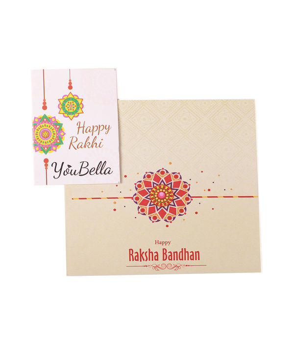 YouBella Rakhi and Greeting Card Combo for Brother, Rakhi Gift for Brother/Bhaiyya/Bhai (Style 2)